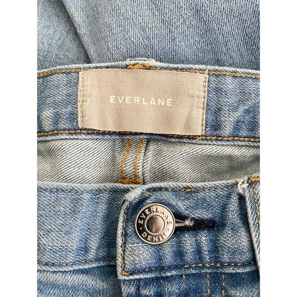 Everlane Women's Mid Rise Straight Ankle Jeans Raw Hem Stretch 26 Denim Baggy - Picture 3 of 6